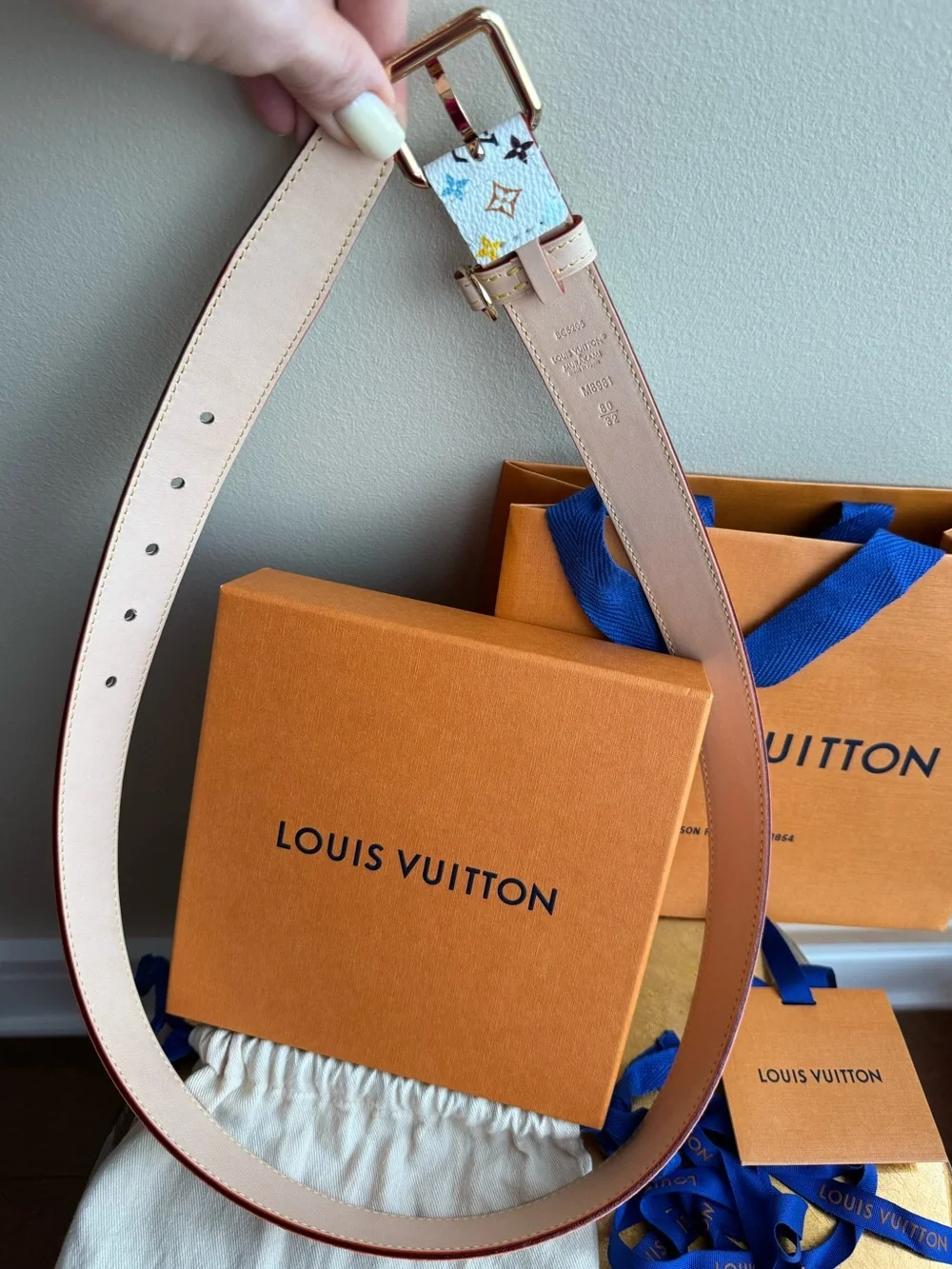NWT Louis Vuitton x Takashi Murakami - LV D-Ring 30mm belt, size 80cm (32 in)